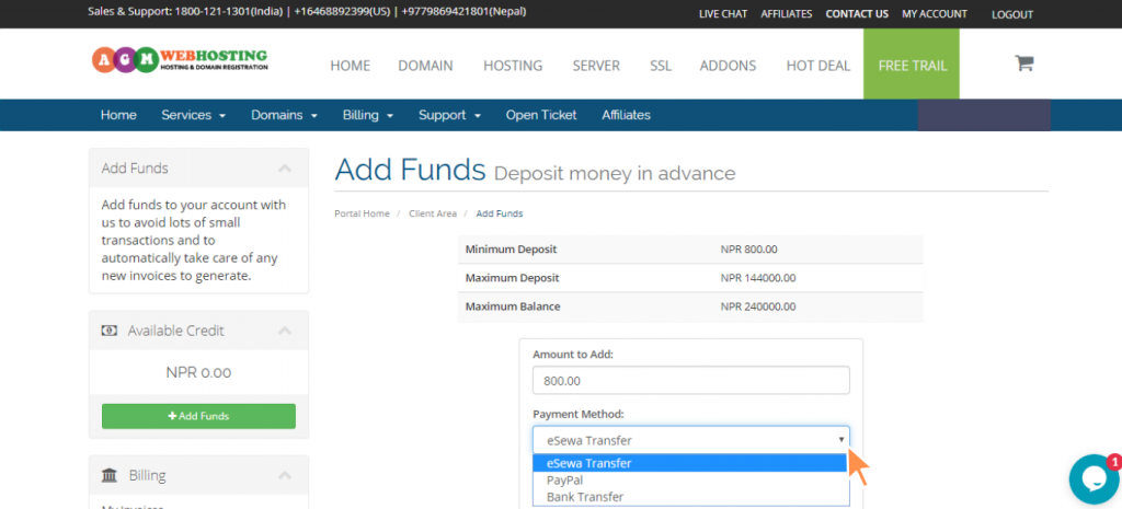 agm web hosting bills payment with AGM Wallet