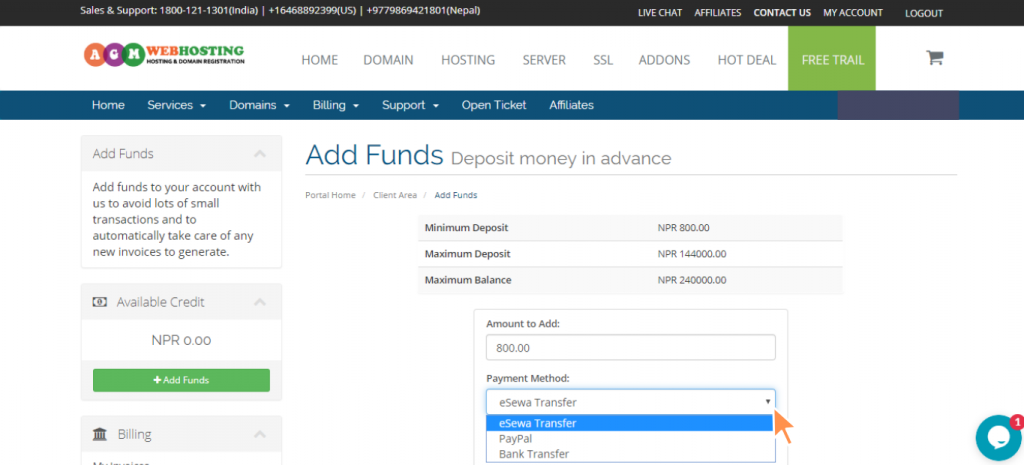 agm web hosting bills payment with AGM Wallet
