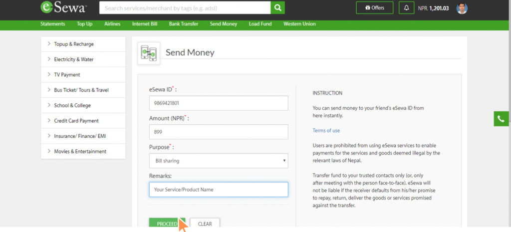 bills payment with eSewa
