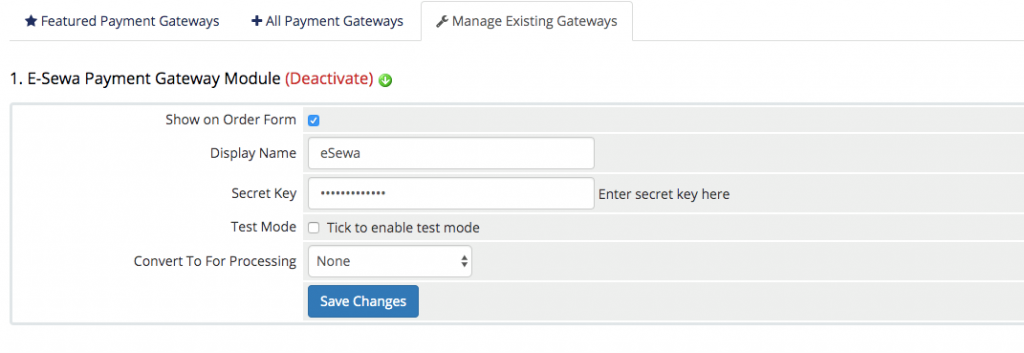 eSewa Payment Gateway module for WHMCS